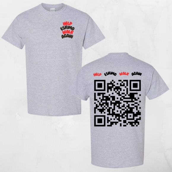 Help Eskimo Walk Again Unisex Gray Graphic Tee Front And Back Print - Picture 4 of 8